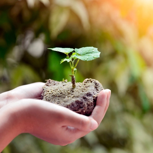 Manos sosteniendo una planta